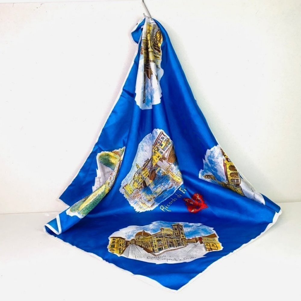 Ricardo Di Firenze blue square women summer spring  scarf - Picture 8 of 16